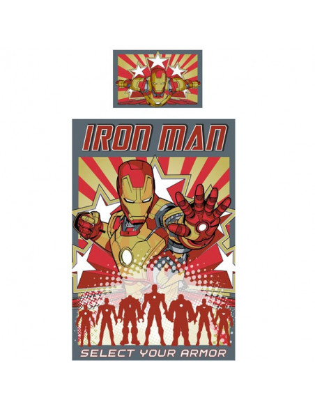 PRM IRON MAN - Litterie 1 personne Armures Ensemble - Idée cadeau/Housse de couette - Fungames