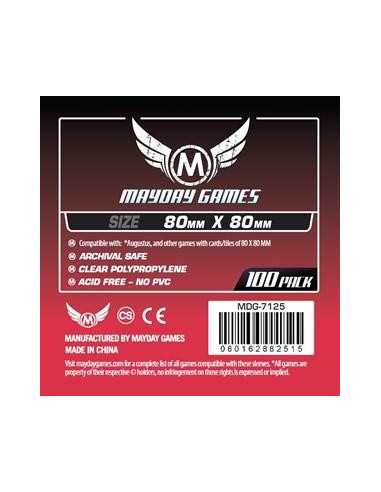 Protège cartes Medium Square - 80x80mm (x100) MAYDAY GAMES