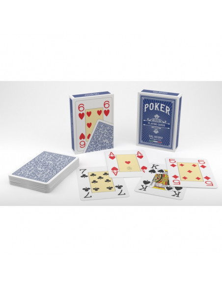 Jeu de 54 Cartes Poker 100% PVC 4 index Jumbo Lotus dos bleu