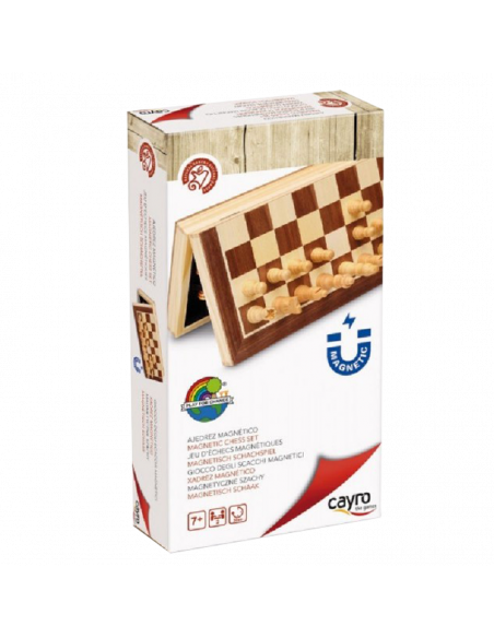 JEU D'ÉCHECS MAGNÉTIQUE EN BOIS MARQUETERIE 30cm X 30cm