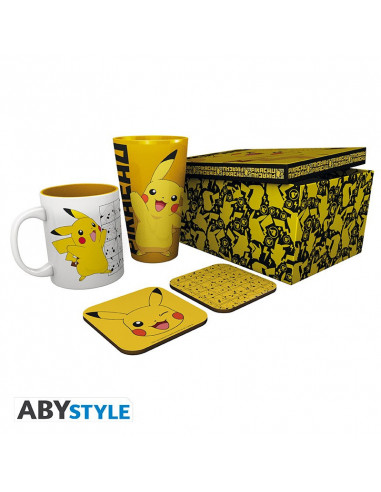 POKEMON - Pck Verre XXL + Mug + 2 Coasters "Pikachu"
