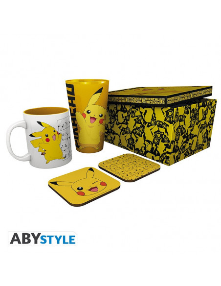 POKEMON - Pck Verre XXL + Mug + 2 Coasters "Pikachu"