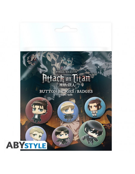 ATTACK ON TITAN - Pack de Badges - Personnages Chibi