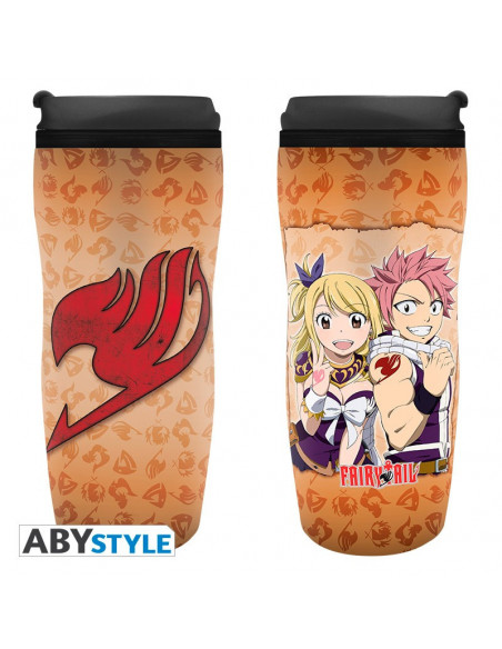 FAIRY TAIL - Mug de voyage Lucy, Natsu & Emblème