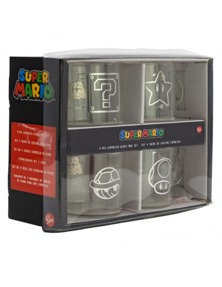 Nintendo –Set 4 Tasses Expresso Verres 100ml - Super Mario personnages