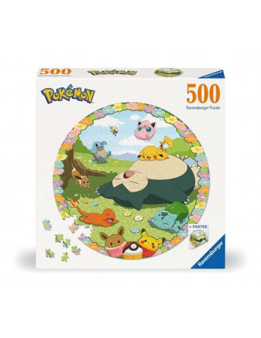 Puzzle rond 500 pièces - Pokémon en fleurs