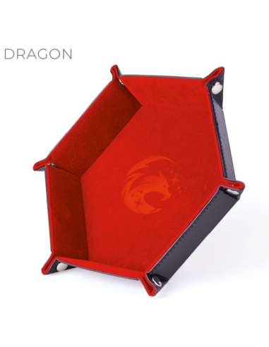 Piste de Dés - Dragon Flamboyant - Cuir et Velours - Rouge