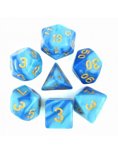 Set de 7 dés – Fusion Bleu ciel et bleu