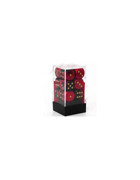 CHESSEX - SET DE 12 DÉS 6 - GEMINI - NOIR-ROUGE/OR