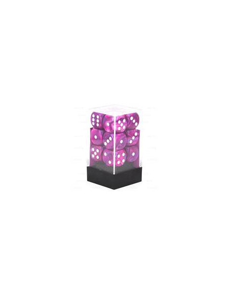 CHESSEX - SET DE 12 DÉS 6 - FESTIVE - VIOLET/BLANC