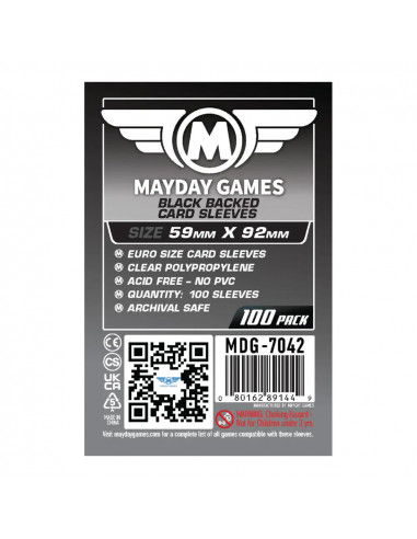 Protège Cartes Dos Noir - 59x92mm (x100) Mayday Games