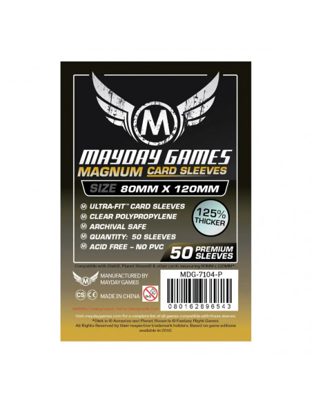 Protège Cartes Premium Dos Noir 80x120mm (x50) Mayday Games