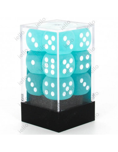 CHESSEX - Set de 12 dés 6 - FROSTED - Turquoise/Blanc