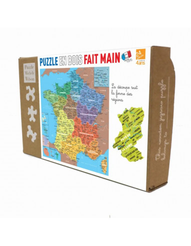 Puzzle en bois - Carte des régions de France - 24 pièces