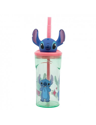 Lilo&Stitch - Verre Plastique 3D avec Paille - Stitch 360ml