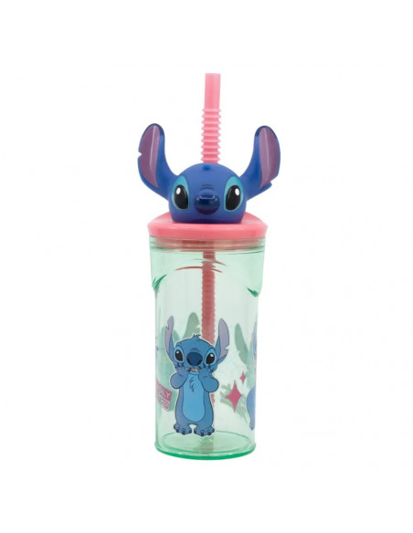 Lilo&Stitch - Verre Plastique 3D avec Paille - Stitch 360ml