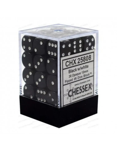 Chessex - Set de 36 dés 6 - Noir/Blanc