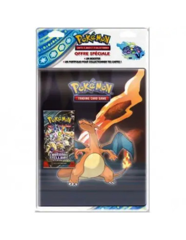 Pokémon : Pack Assortiment Portfolio A4 + Booster Couronne Stellaire - Fungames