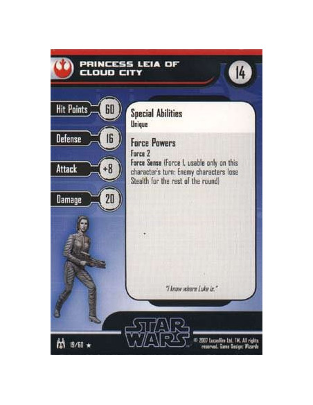 19/60 Princess Leia of Cloud City FORCE UNLEASHED rare