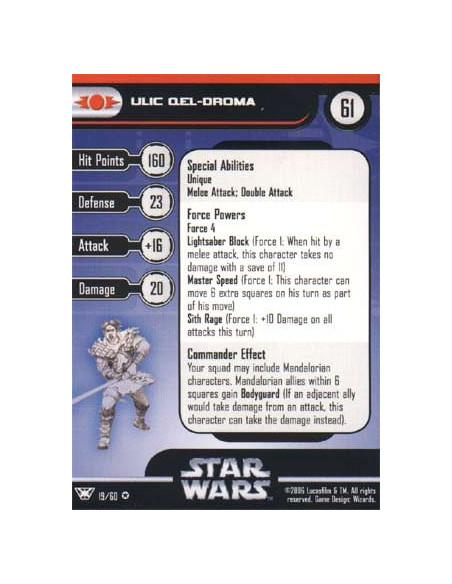 19/60 Ulic Qel Droma CHAMPION OF THE FORCE very rare