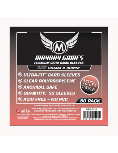 Protège cartes Medium Square premium - 80x80mm (x50) MAYDAY GAMES
