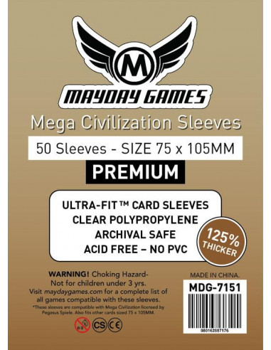 Protège Cartes PREMIUM Mega Civilization  (75x105mm) x50  MAYDAY GAMES